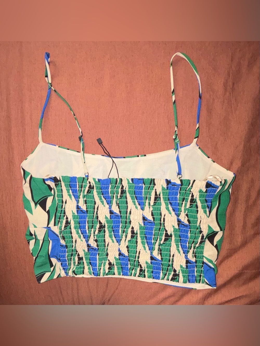 Zara Smocked Crop Top Spaghetti Straps - Picture 3 of 8